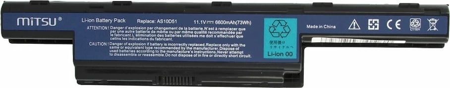 Bateri Mitsu BC/AC-4551H për Acer Aspire 4551, 4741, 5741, 6600 mAh, 10.8-11.1V, 9 qeliza