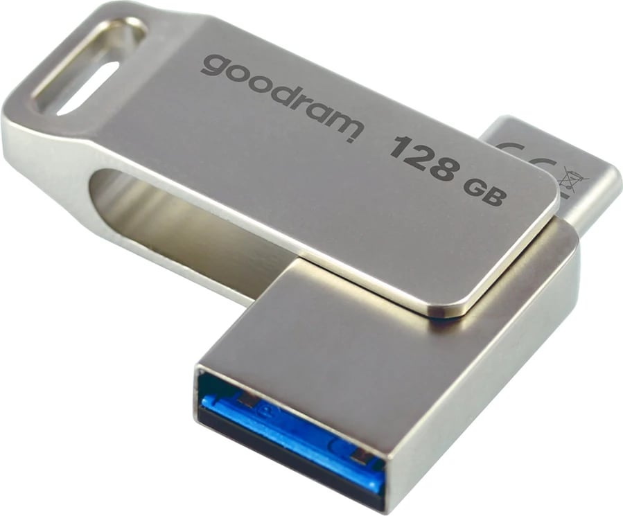 USB Flash Drive Goodram ODA3, 128GB, USB 3.2, USB-A/USB-C, Argjend