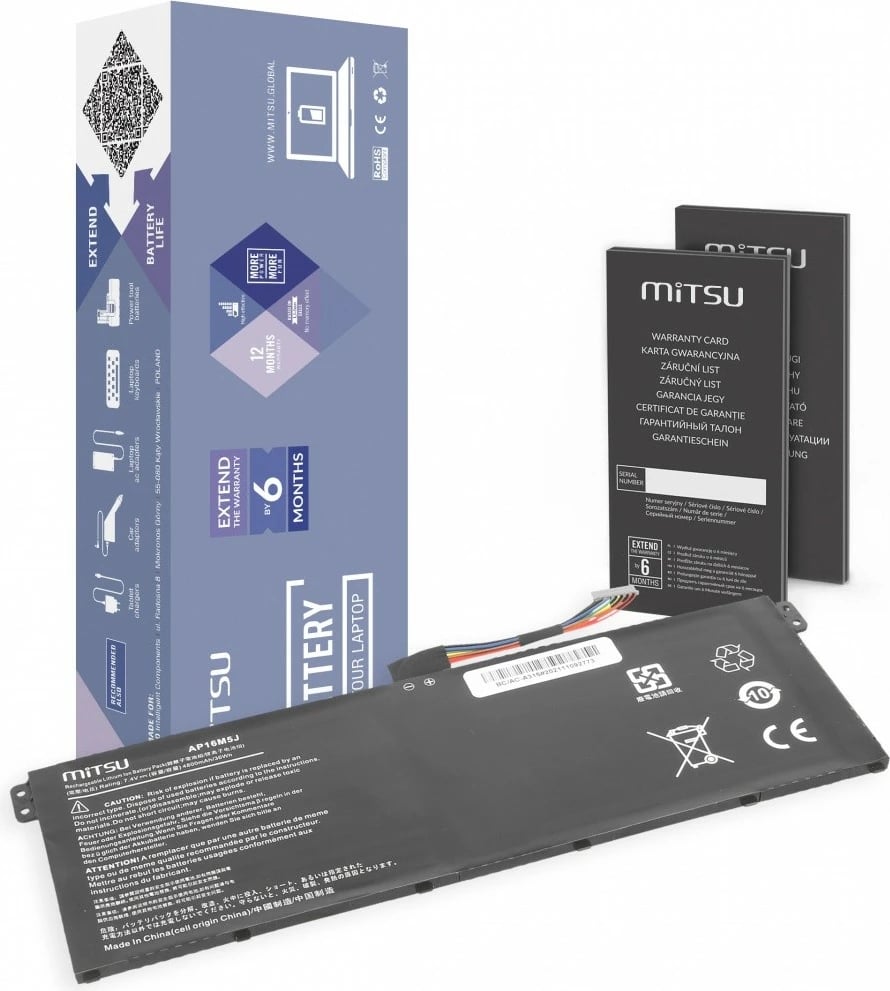 Bateri laptop Mitsu për Acer Aspire 3 A314, A315, 4800 mAh, Li-poly, 7.4-7.6V