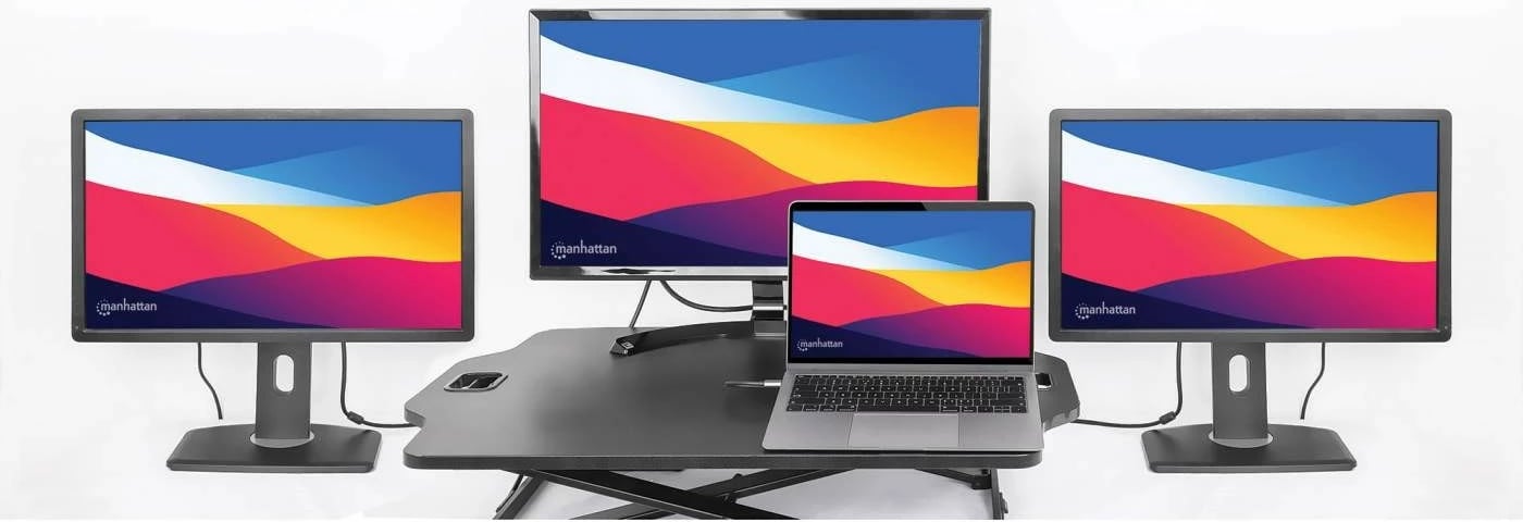 Docking station MANHATTAN USB-C 11in1 MST, për 3 monitorë, argjend