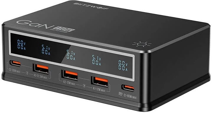 Karikues desktop BlitzWolf BW-i9, 110W, 3x USB-A, 2x USB-C, zi
