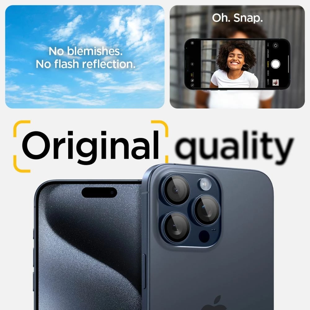 Mbrojtës xhami për kamerë Spigen Optik.tR EZ Fit, për iPhone 14 Pro / Pro Max / 15 Pro / Pro Max, Titanium Blue, 2 copë