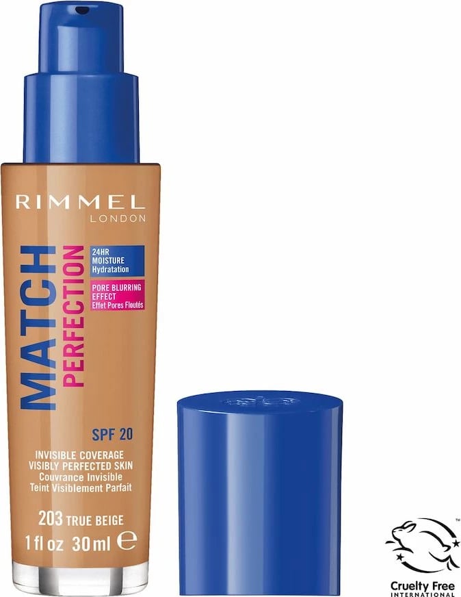 Fondatinë Rimmel Match Perfection 203 True Beige SPF20 30ml