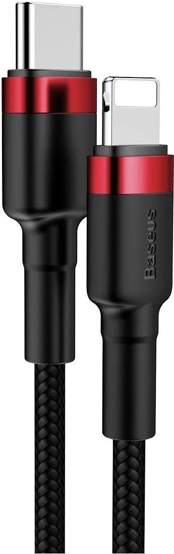 Kabllo Baseus Cafule USB-C do Lightning PD, 18W, 1m, e zezë e kuqe