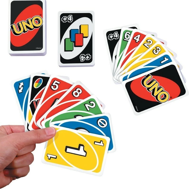 Lojë letra UNO Mattel W2085, set 112 letra, shumëngjyrëshe