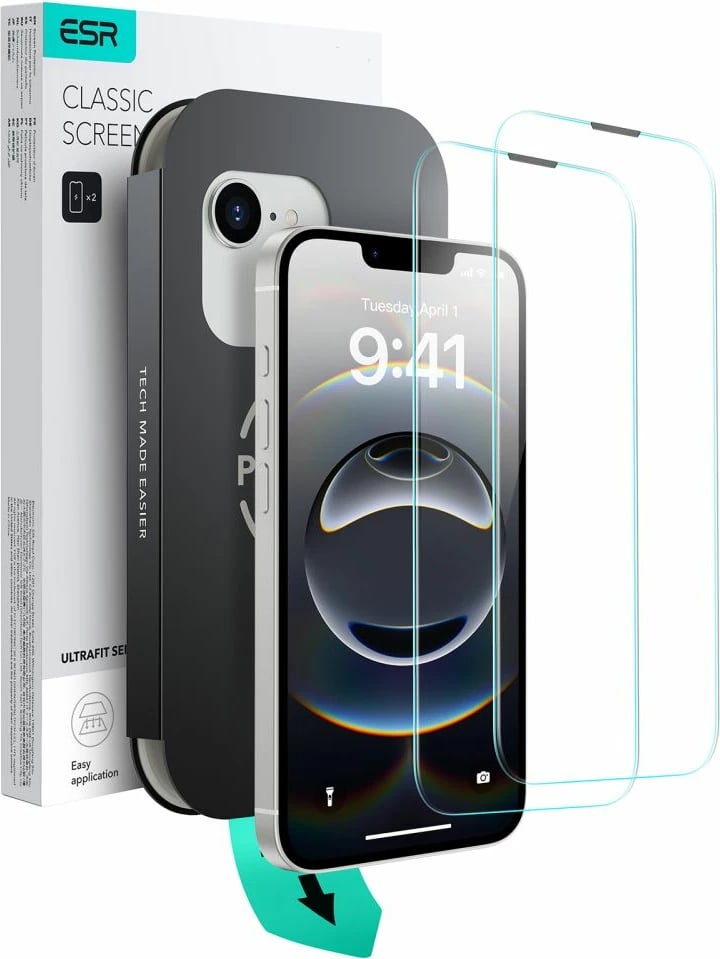 Xham mbrojtës ESR UltraFit, për iPhone 13 / 13 Pro / 14 / 16e, 2 copë