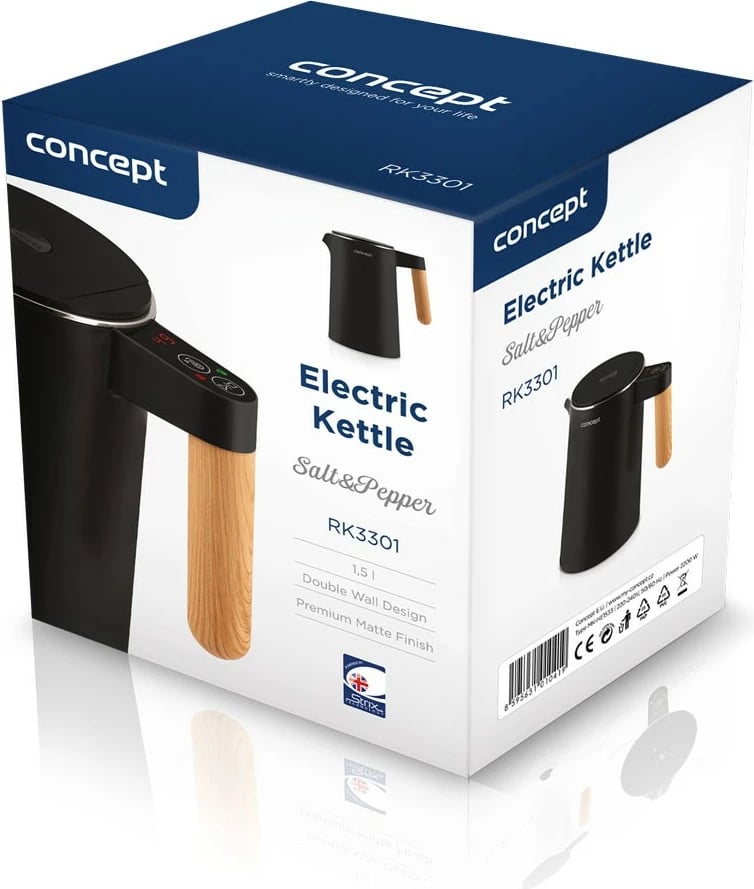 Ibrik elektrik Concept RK3301, 1.5L, rregullim temperature, Cool Touch, i zi