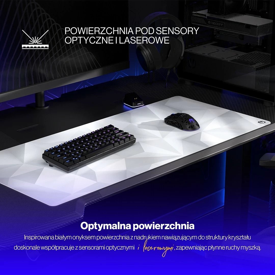 Mauspad Endorfy Crystal Onyx XL, e bardhë