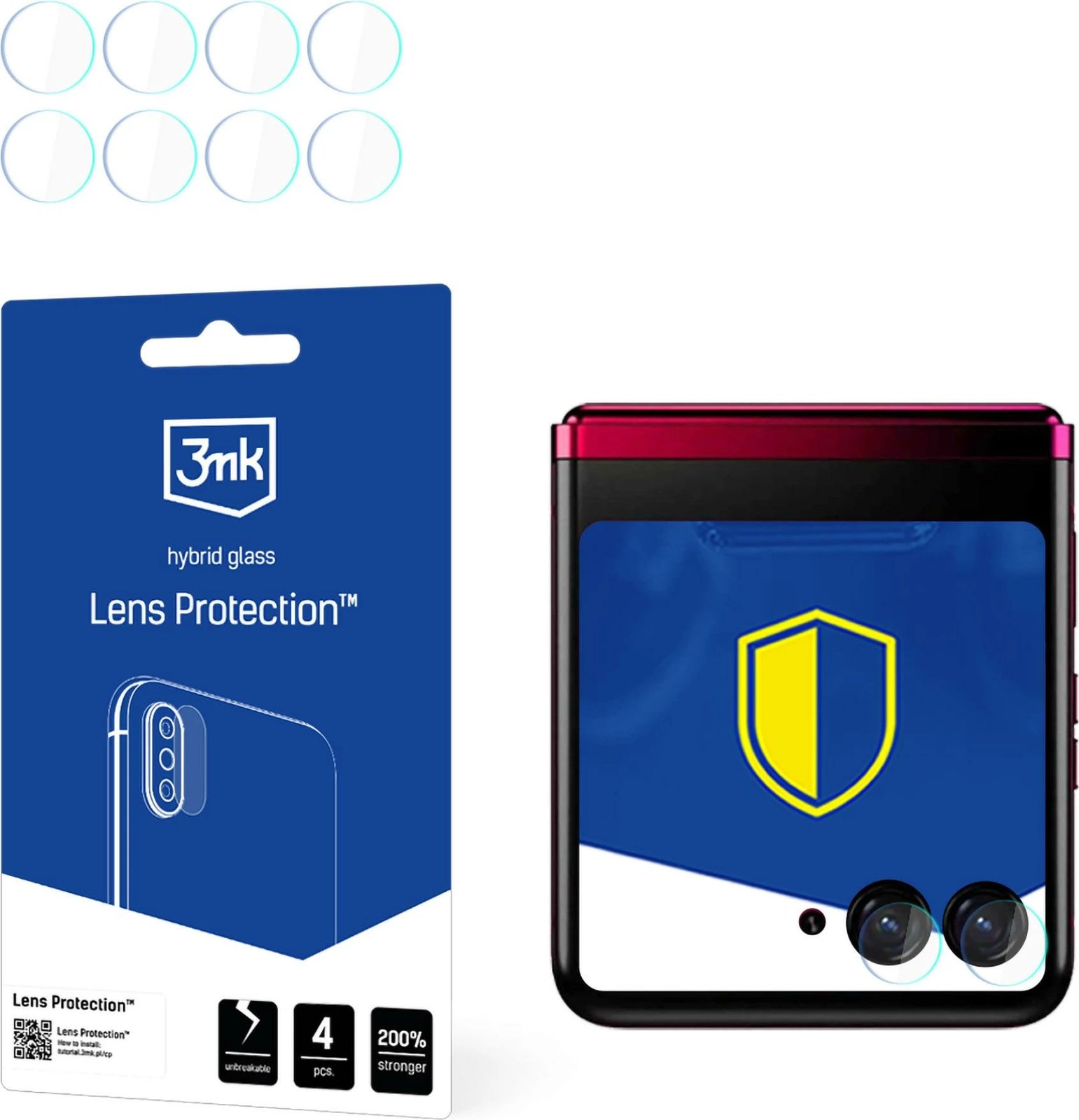 Mbështjellës xhami për kamerë 3mk Protection, Motorola Razr 40 Ultra, 4 copë