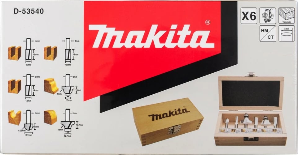 Set frëzash Makita 6 copë, 8mm