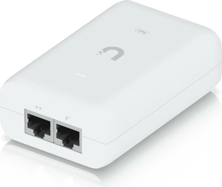 Adapter PoE+ UBIQUITI U-PoE+, 30W, 2x Gigabit LAN, i bardhë