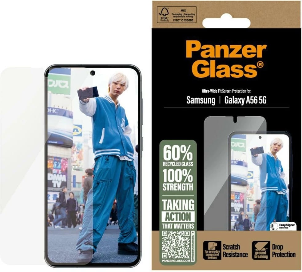 Mbështjellës xhami PanzerGlass për Samsung Galaxy A56 5G, Ultra-Wide Fit