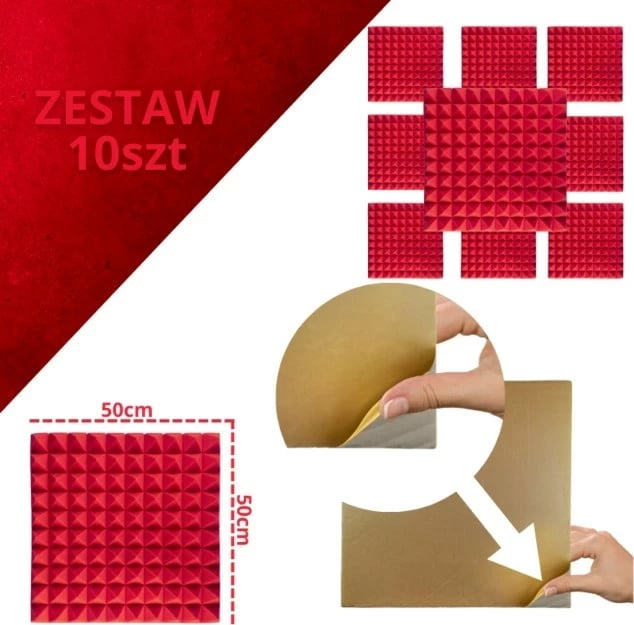 Panel akustik set 10 copë, i kuq
