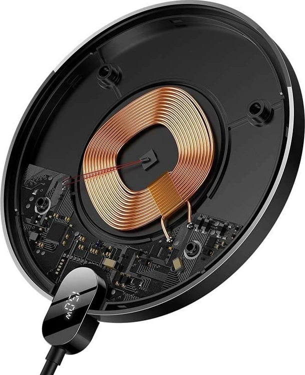 Karikues wireless Baseus CCED000001 me ekran LED, 15W, i zi
