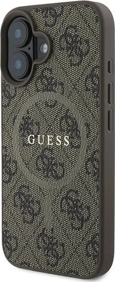 Mbështjellës Guess 4G Ring Classic Logo MagSafe për iPhone 16 Plus, Kafe