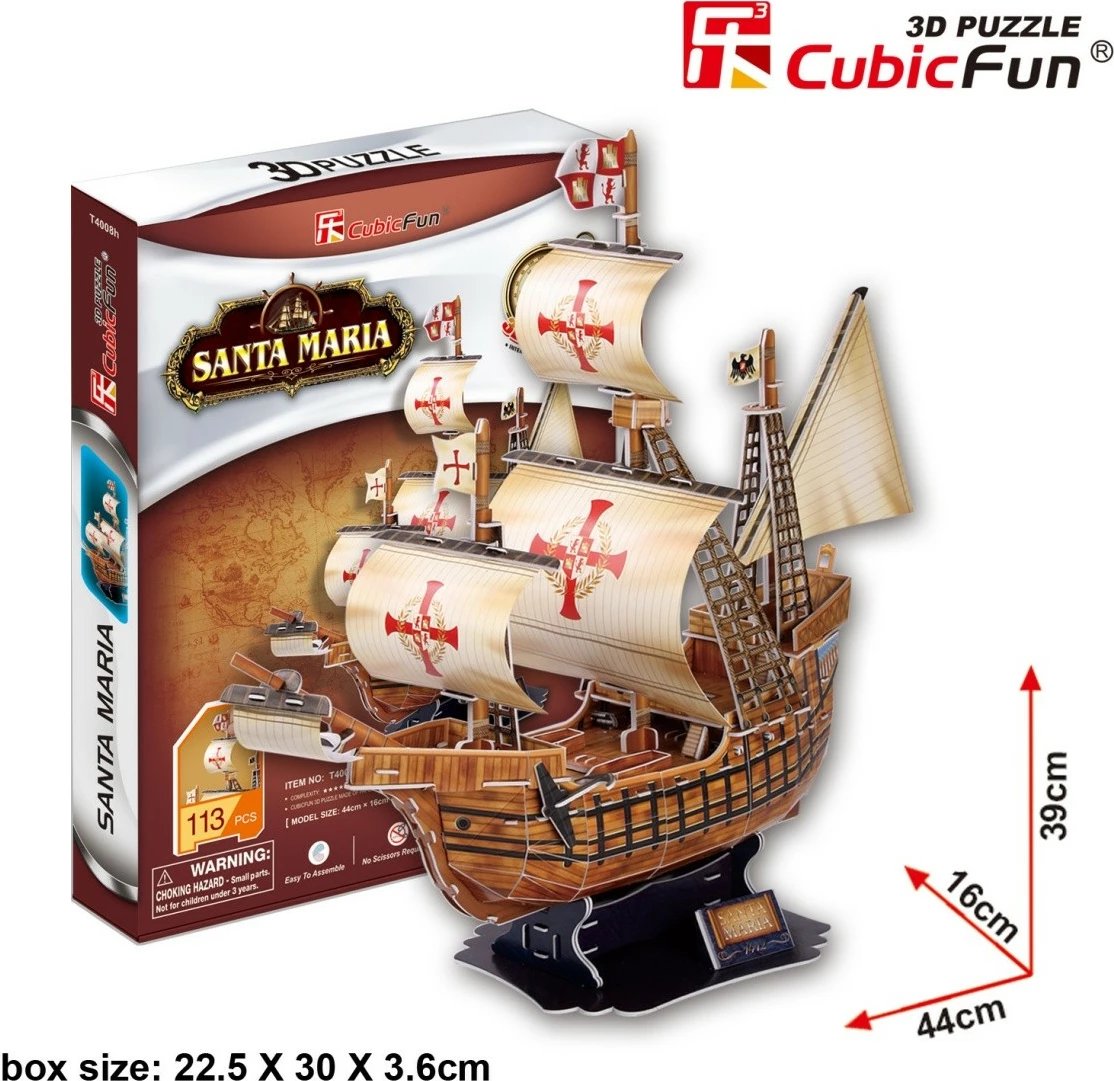Puzzle 3D Cubic Fun Santa Maria, 113 pjesë