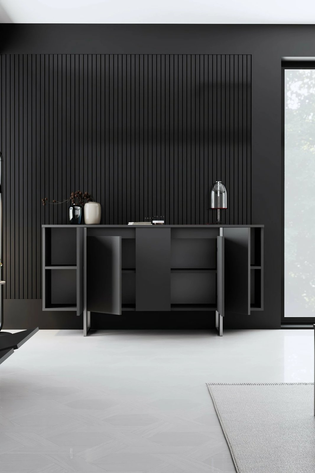 Konsol Skye Decor, Luxe, antracit, argjend