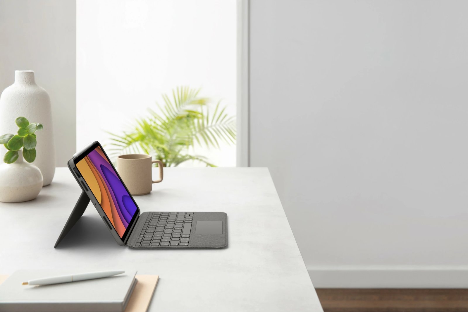 Tastierë me mbështjellës Logitech Folio Touch për iPad Air 4/5, QWERTZ, trackpad, Oxford Grey