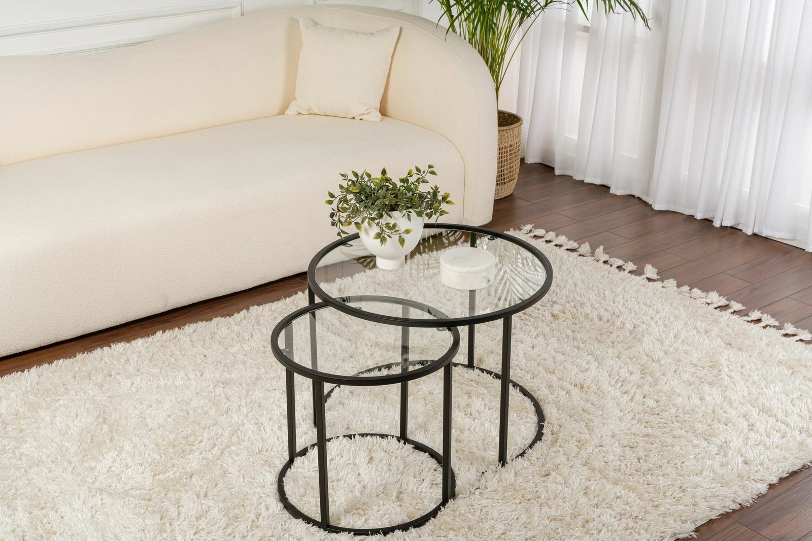 Set tavolinash kafeje Nordure, Aurum, 60, 42, e zezë, transparente