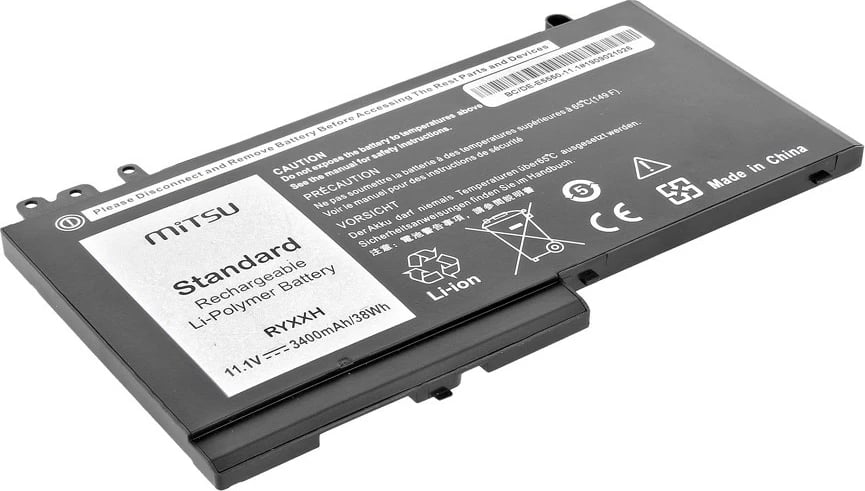 Bateri laptop Mitsu për Dell Latitude E5450/E5550, 3400 mAh, 11.1V, e zezë