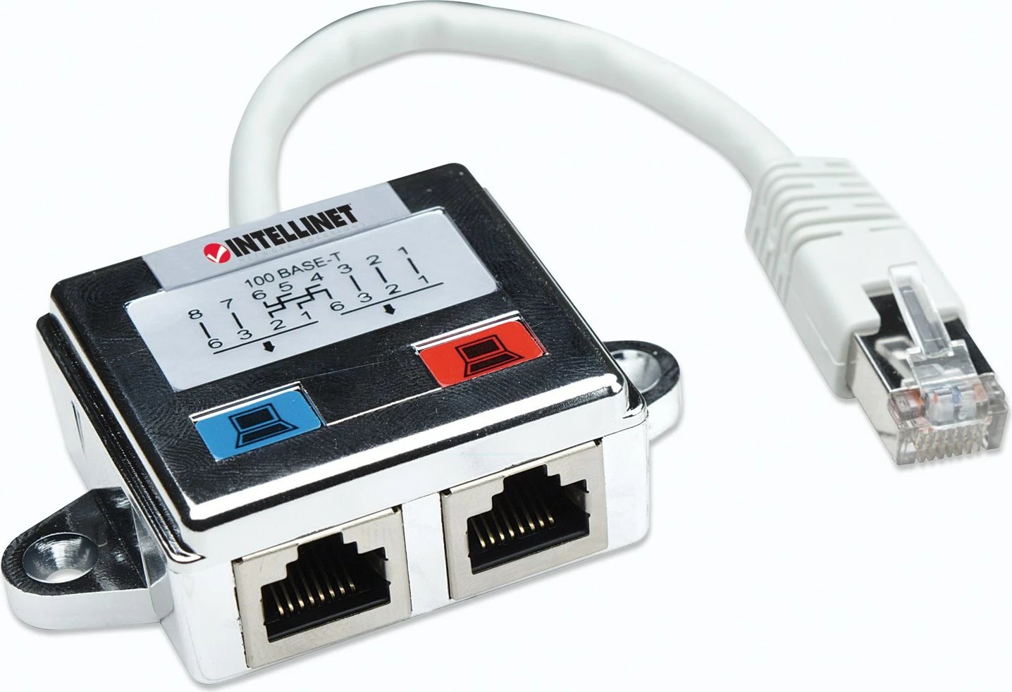 Adapter Intellinet 2-Port, Cat5e, FTP, Argjendtë