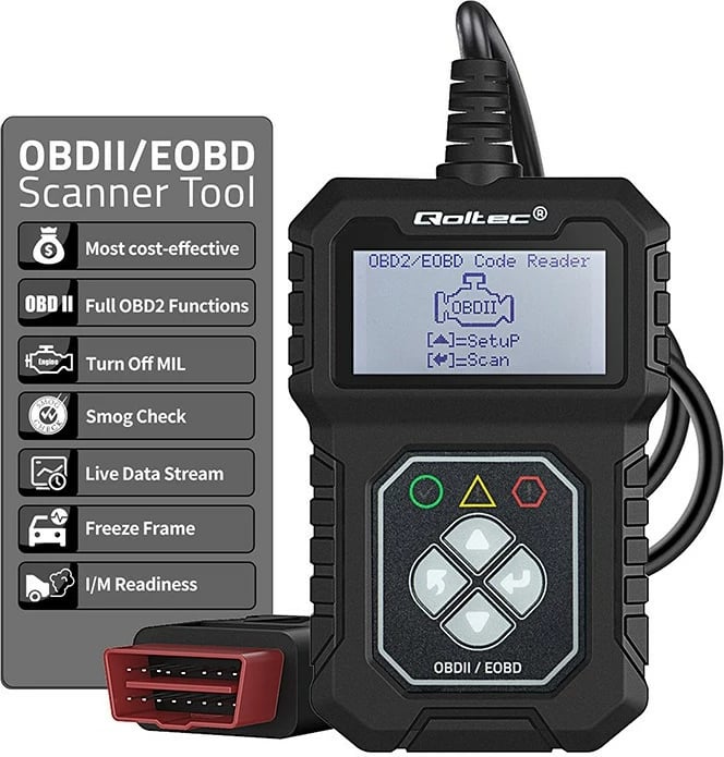 Tester diagnostikues Qoltec ProLine 50684, OBDII/EOBD, 8V-25V, i zi