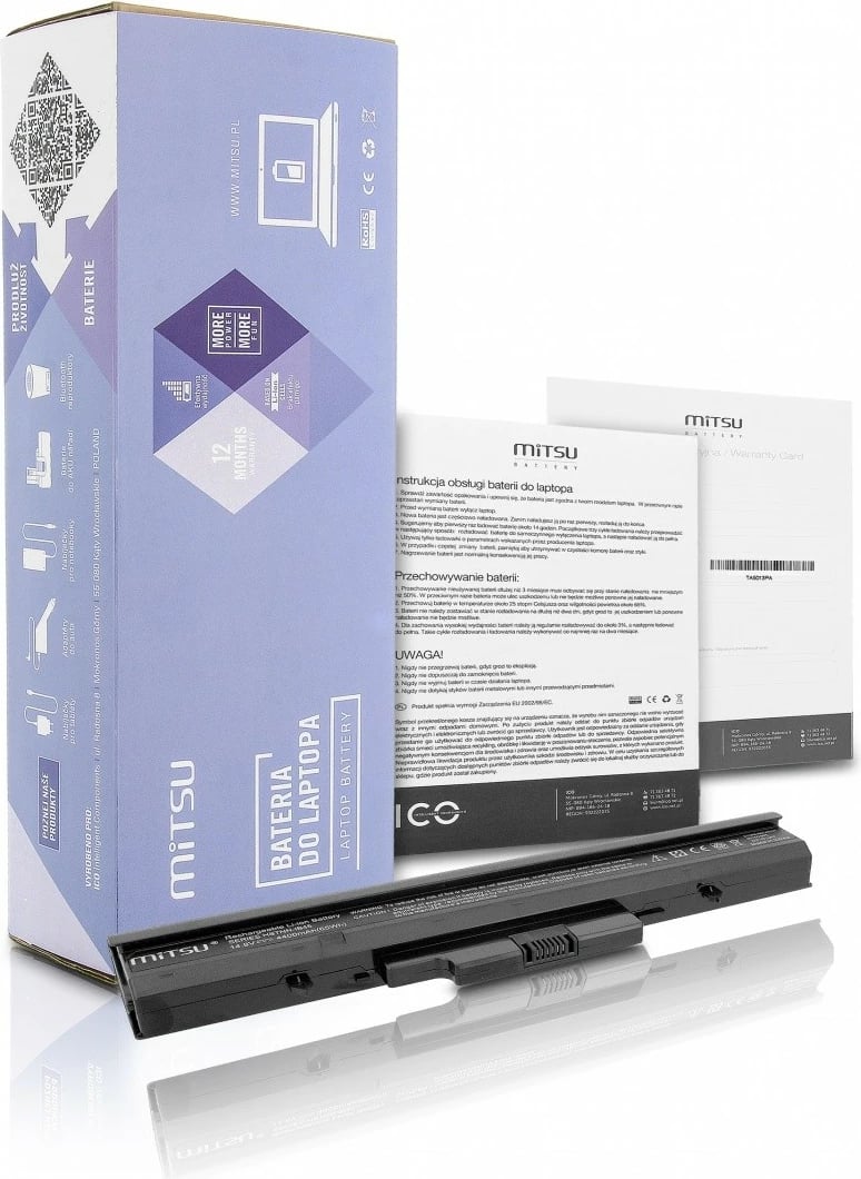 Bateri laptopi Mitsu për HP 510, 530, 4400mAh (63Wh), Li-ion, 8 qeliza, e zezë