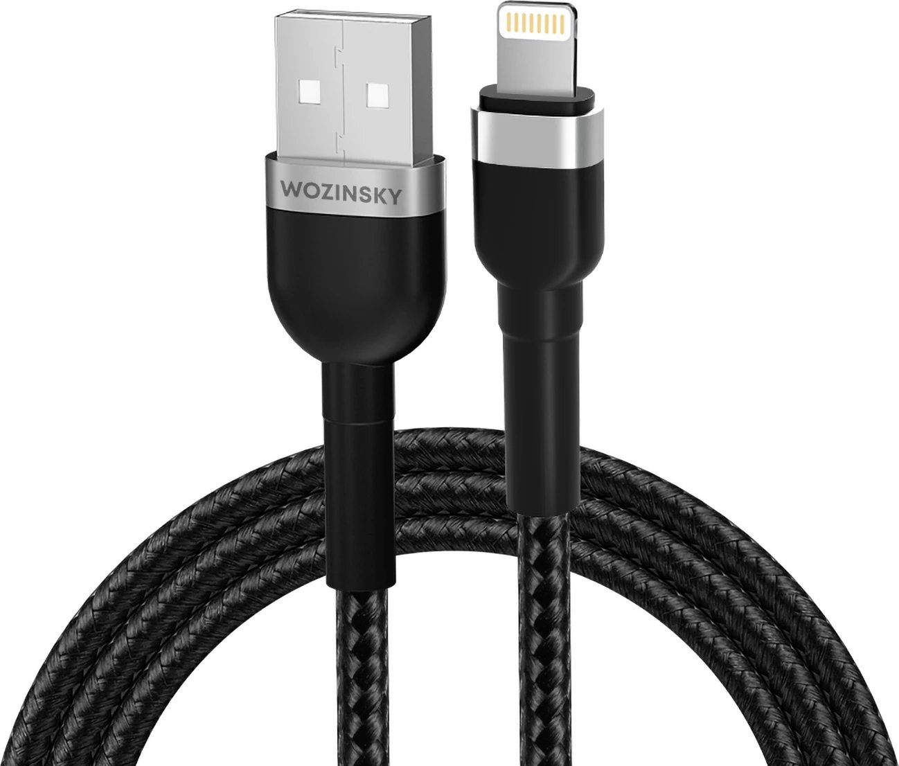 Kabllo karikimi Wozinsky WNBAL2, USB-A në Lightning, 2 m, Najlon, E zezë