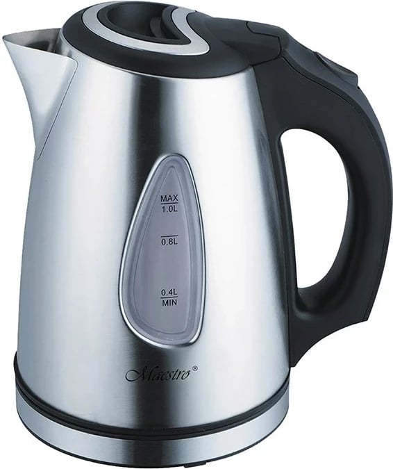 Çajnik elektrik Maestro MR-029NEW, 1l, Inox, 1600 W, i bardhë