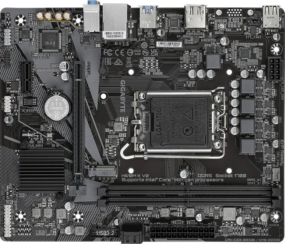 Pllakë amë Gigabyte H610M K V2, Socket 1700, DDR5, ATX