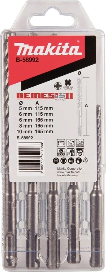 Set burgi Makita B-58992, 5 copë, për beton