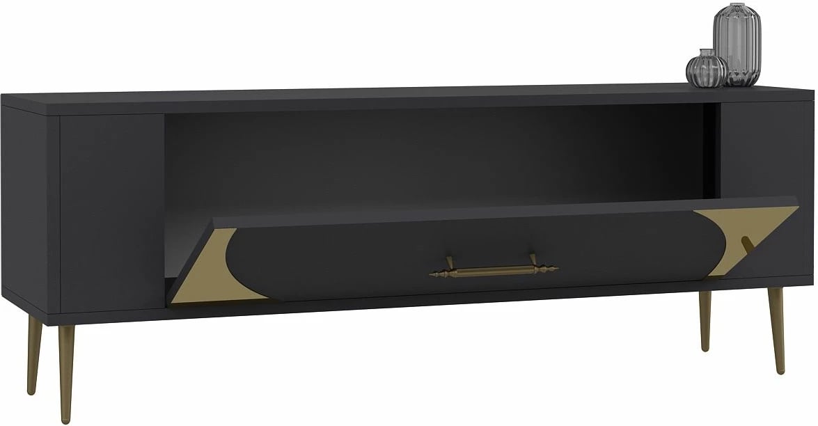 Komodë TV Skye Decor, anthracite, gold, Retrop2