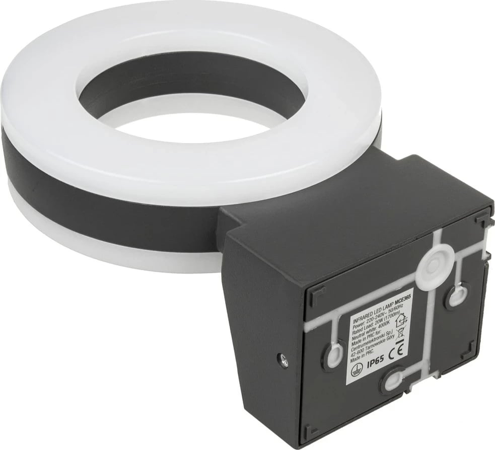 Dritë LED Maclean, e montuar në mur, me sensor PIR, 20W, 1700lm, IP65, Neutral White 4000K, Gri