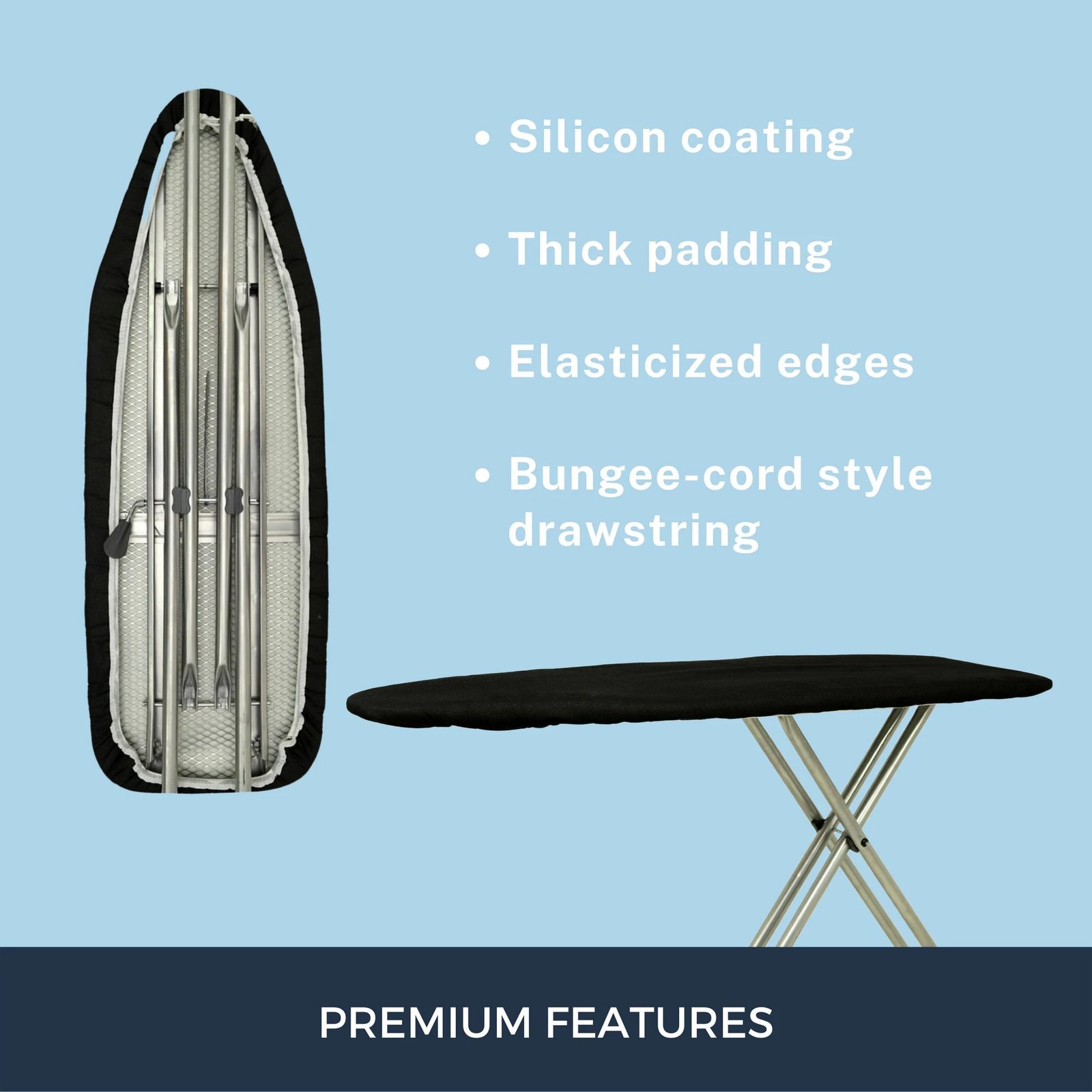 Mbulesë për dërrasë hekurosjeje, e zezë, L'essentiel, 45x125x2 cm Mbulesë për dërrasë hekurosjeje, e zezë, L'essentiel, 45x125x2 cm