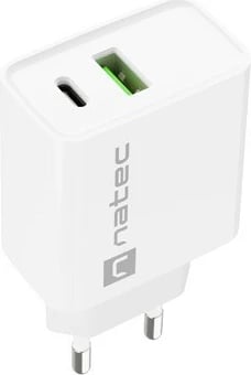 Karikues rrjeti Natec Ribera NUC-2061, 20W, 1x USB-A + 1x USB-C, Bardhë