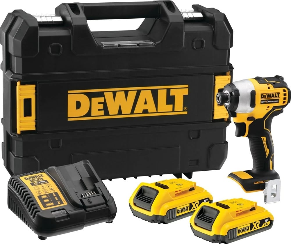 Makine goditëse DeWALT DCF809D2T me bateri 18V, 2Ah, 3200 RPM, zezë/verdhe