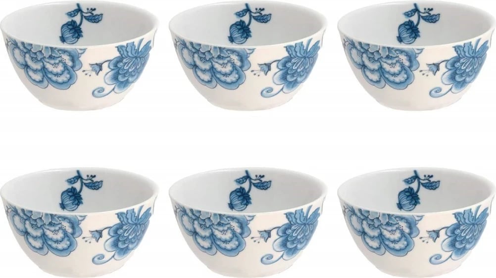 Set i 6 tasave Rose&Tulipani Oniria, 12 cm, Bardhë dhe Blu