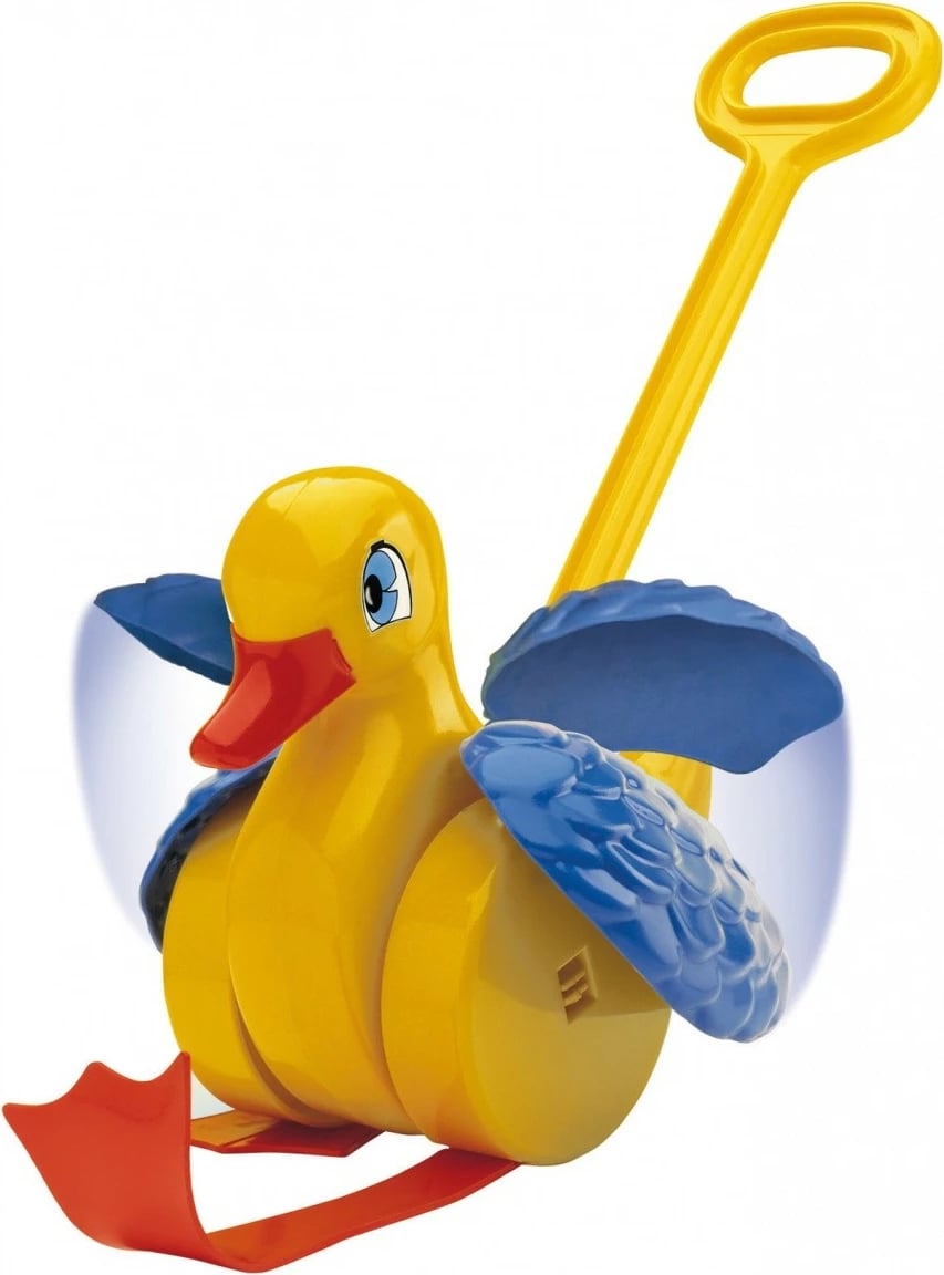 Lodër shtytëse Quercetti Duck Flap, për fëmijë, Blu/Kuqe/Verdhë