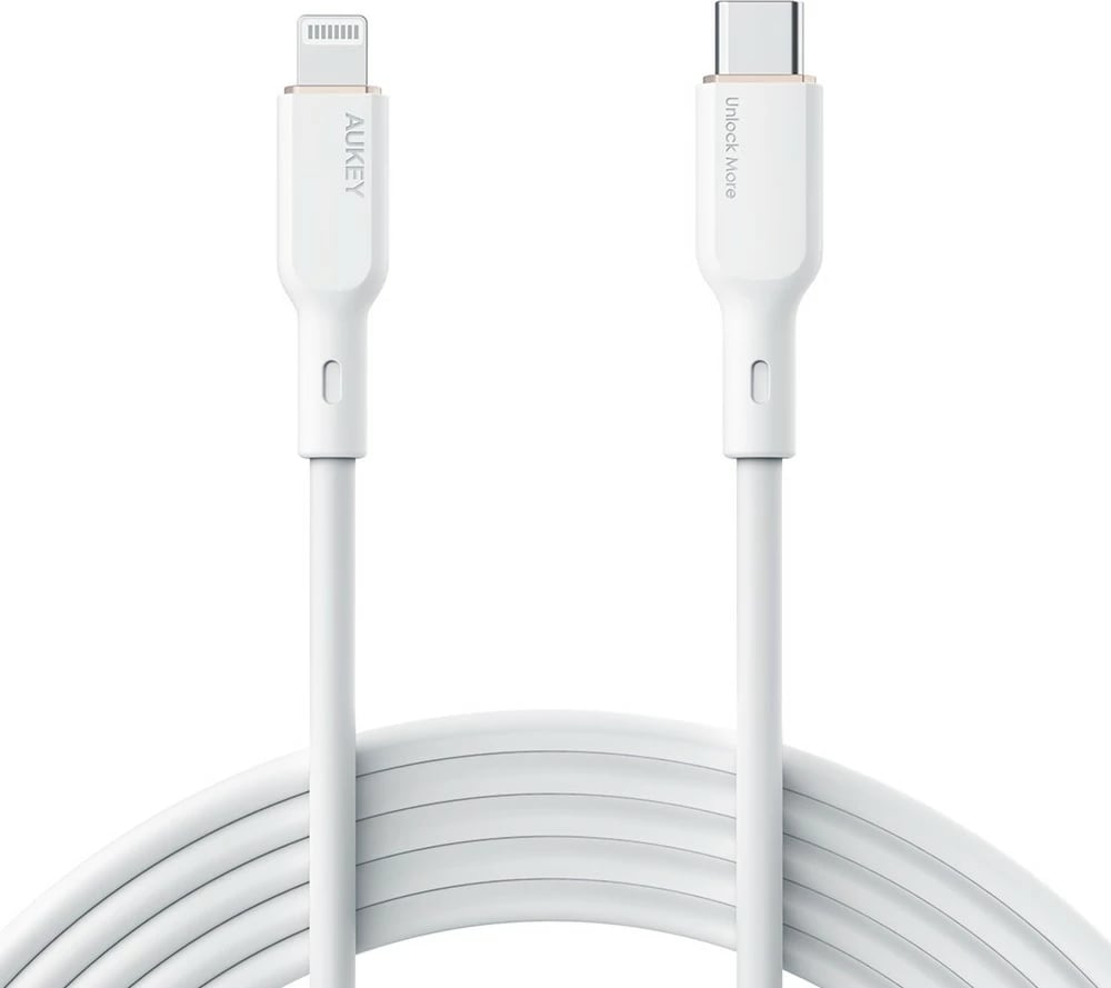 Kabllo AUKEY CB-SCL2, 1.8m, USB-C në Lightning, silikon, e bardhë