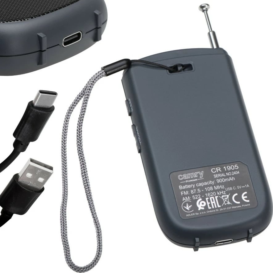 Radio portabile Camry CR1905, FM/AM, ekran LCD, USB-C, e zezë