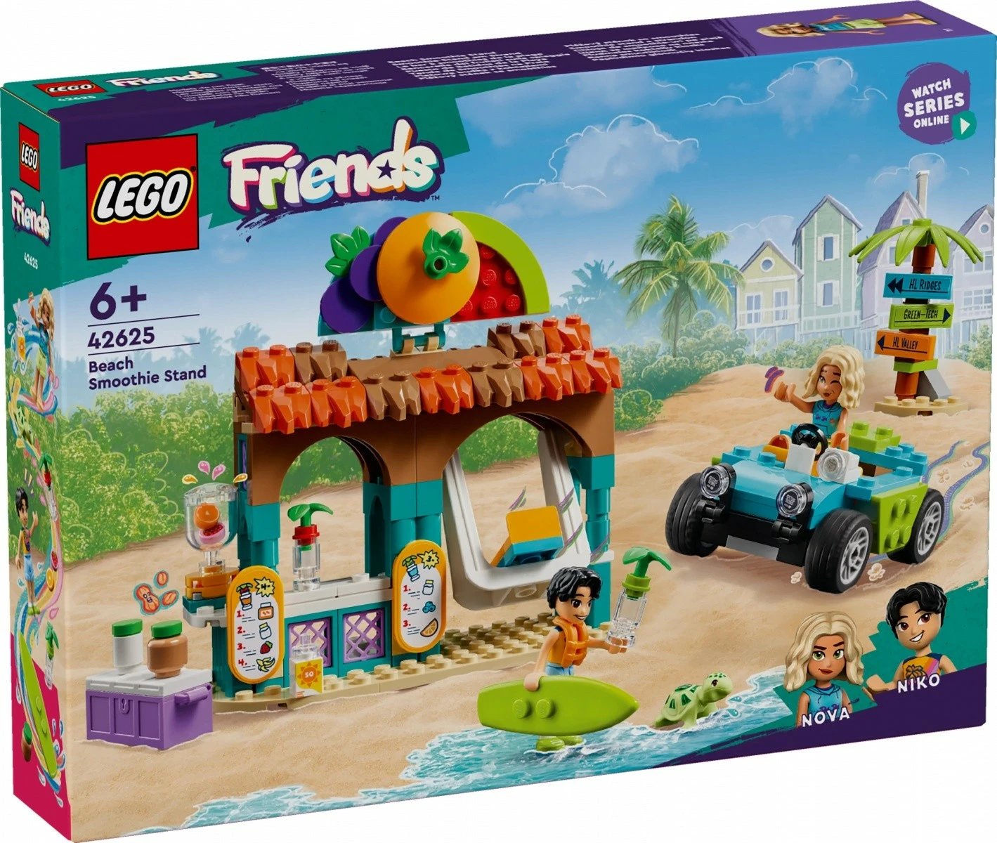 Set ndërtimi LEGO Friends 42625 Beach Cocktail Stand, 213 pjesë, me Nova dhe Niko