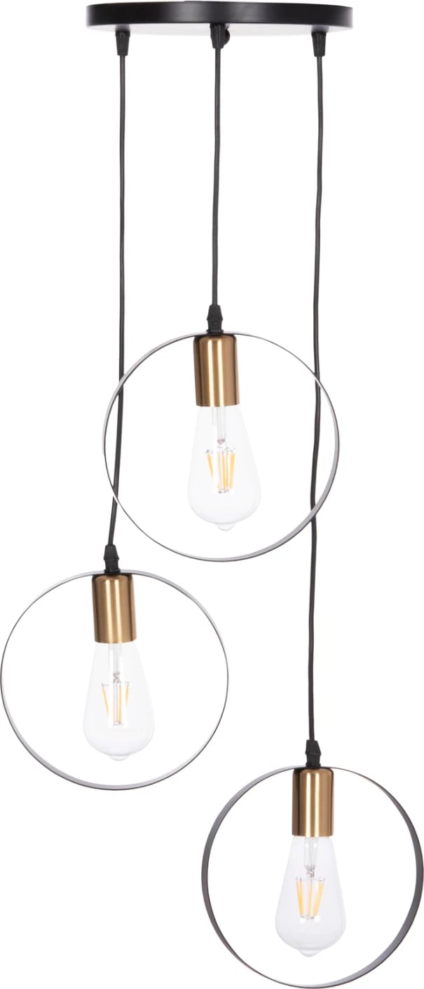 Llambë tavani varëse me 3 drita, KRENT FH7426.11, e zezë-ari, 23.5x132cm