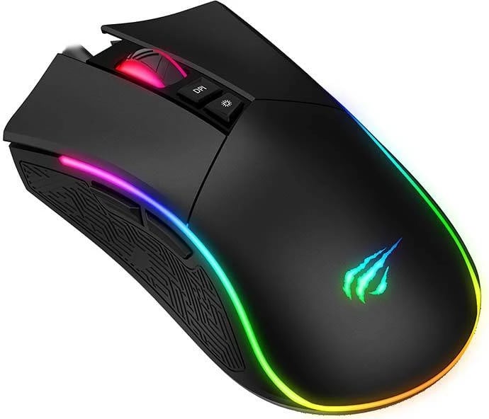 Maus gaming Havit GAMENOTE MS1001S, me tela, RGB, deri 4800 DPI, argjendtë