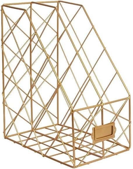 Mbajtës reviste metalik NEXT, 2 ndarje, H30x25x16cm, Ari