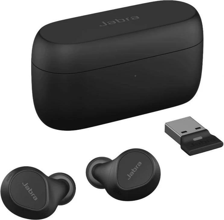 Kufje in-ear Jabra Evolve2 Buds USB-A UC, të zeza, me kuti karikimi dhe 3 palë jastëkë