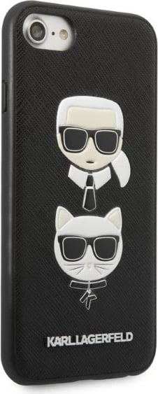 Mbështjellës Karl Lagerfeld Saffiano Karl&Choupette Head për iPhone 7/8/SE 2020/SE 2022, i zi
