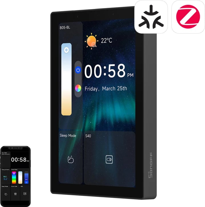 Panel kontrolli i mençur Sonoff NSPanel Pro 120, 4.7", WiFi/Bluetooth/ZigBee/Matter, i zi