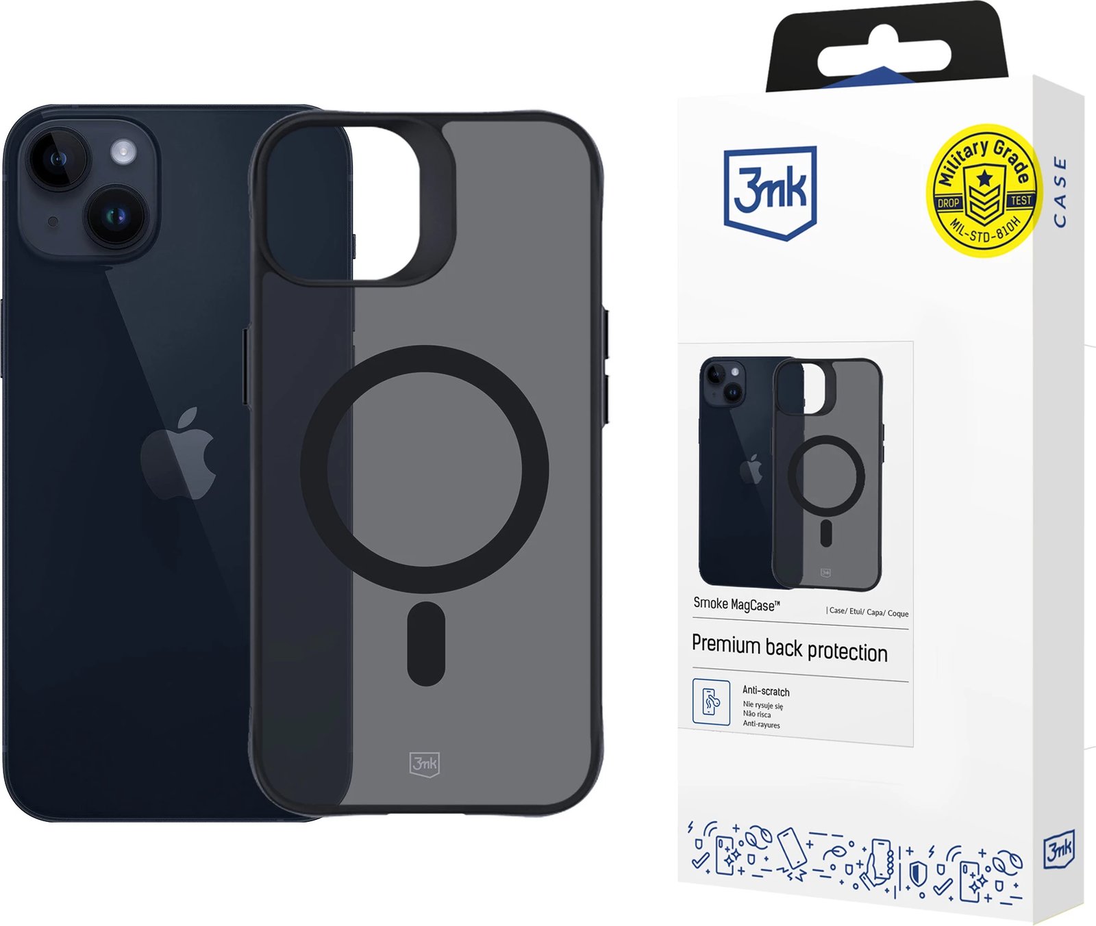 Mbështjellës 3mk Smoke MagCase me MagSafe për iPhone 14 Plus, gjysmë-transparent