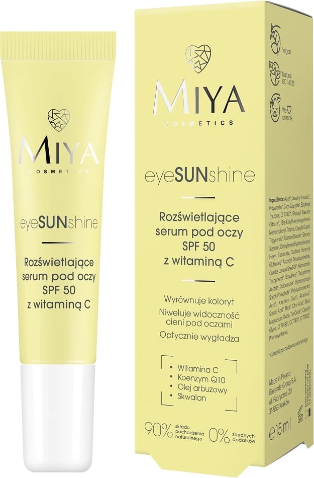 Serumi për sy për femra Miya Cosmetics eyeSUNshine Illuminating Eye Serum SPF50, 15ml
