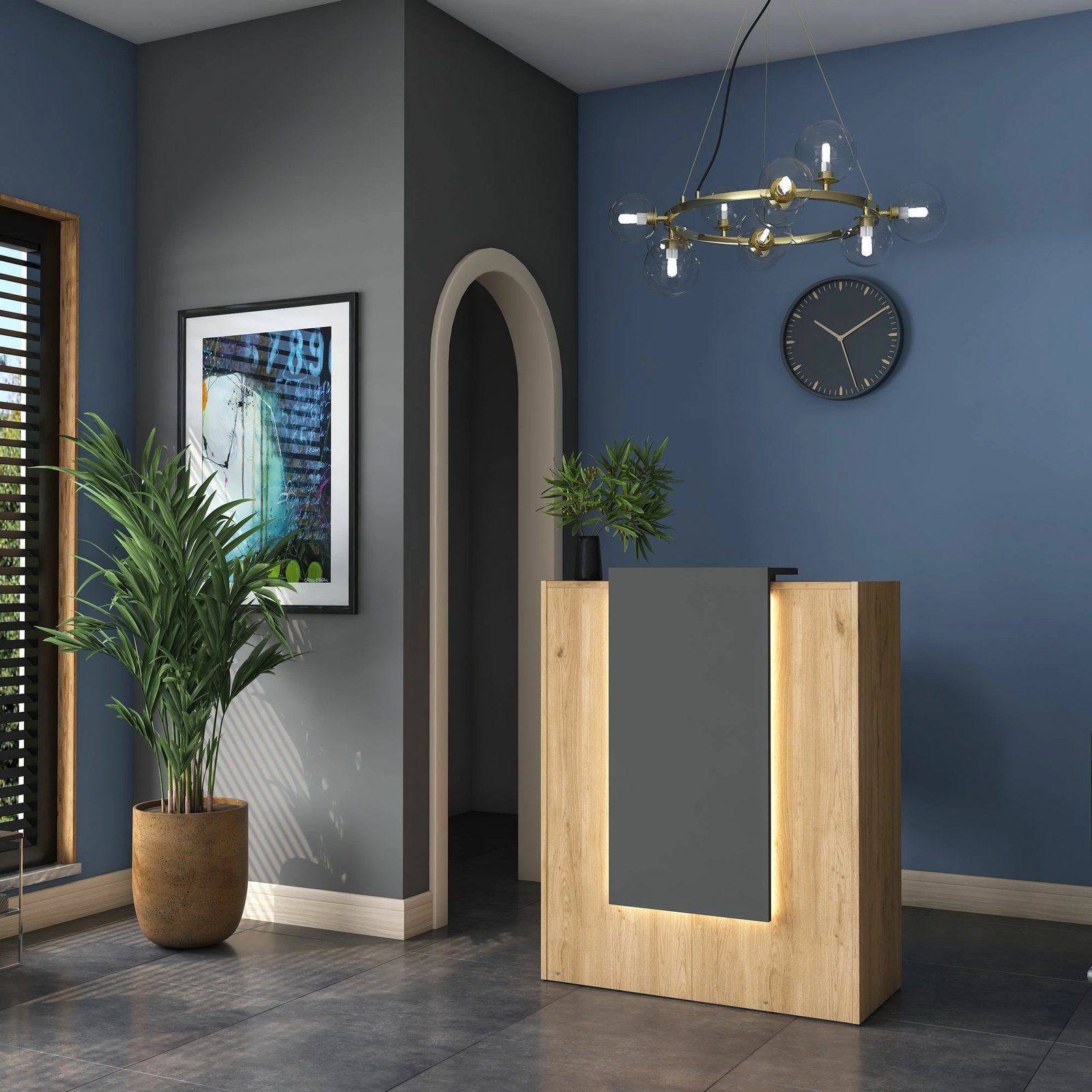 Tavolinë pritjeje Hanah Home, MA101 - 3859, ngjyrë arrë dhe antracit